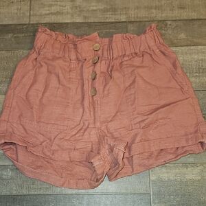Impressions High Waist Ruffled Shorts - Pink